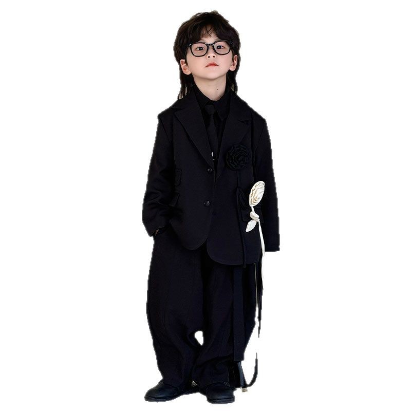 男童西装套装2025春季新款宽松休闲花童礼服帅气走秀小西服演出服