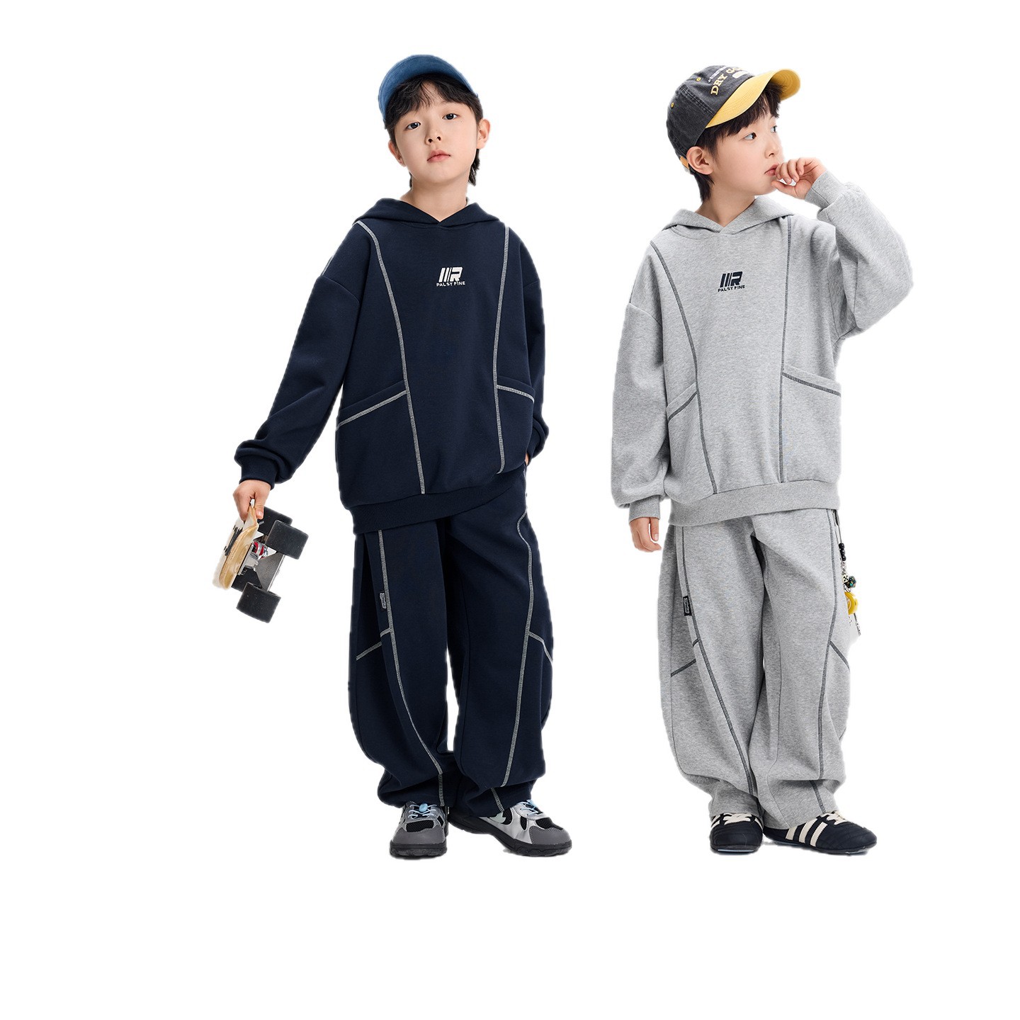左西童装男童运动套装连帽卫衣裤子春装2026新款男孩大童两件套潮