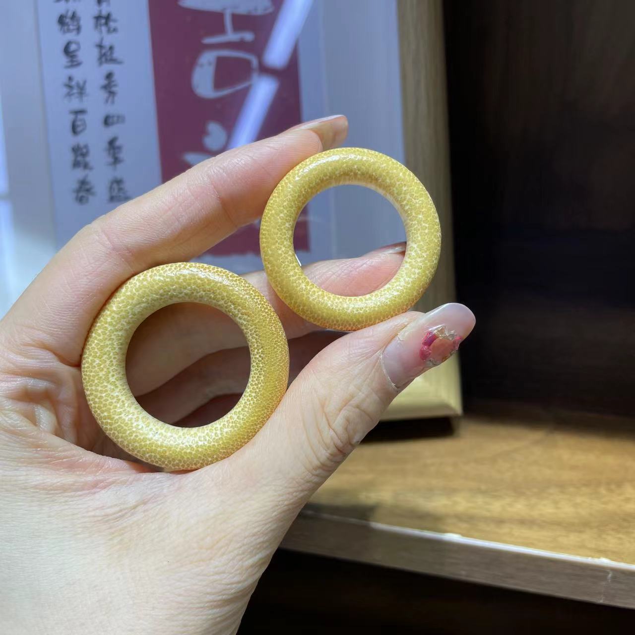 厂家批发金丝竹玉竹实心竹配饰跑环手玩把件diy挂环跑环手把件