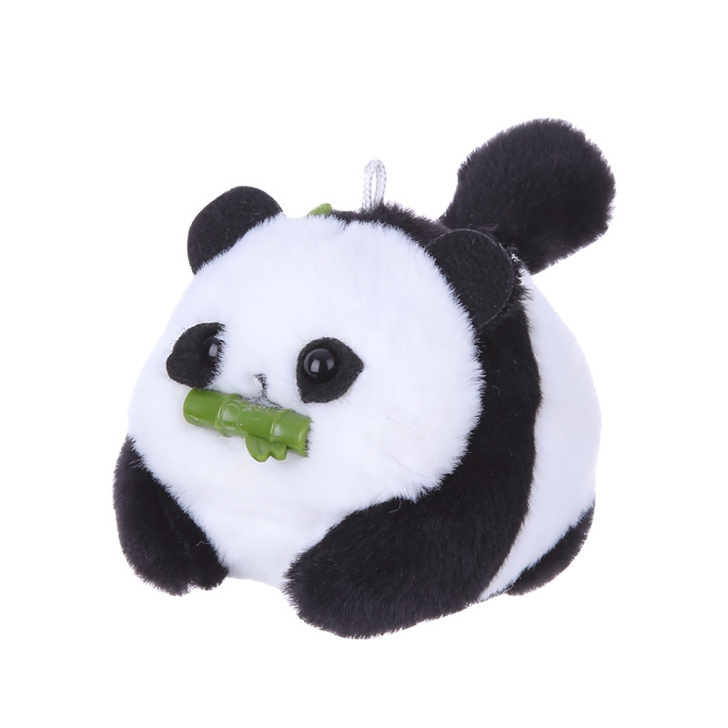 儿童毛绒玩具拉绳吃竹子小熊猫玩偶会动会叫拉线摇尾巴毛绒挂件