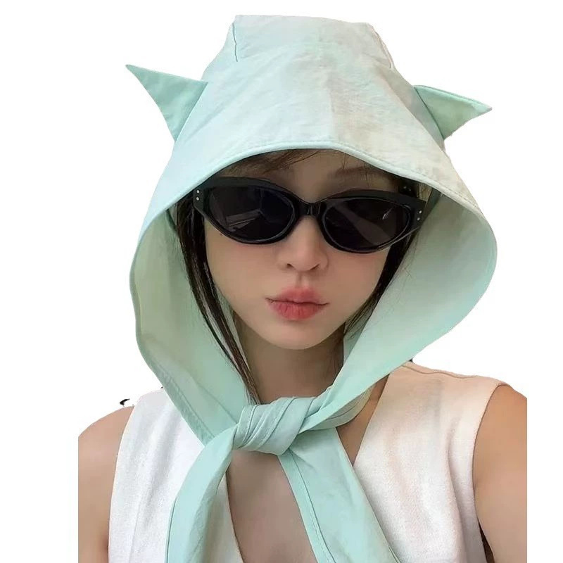可爱搞怪小恶魔速干帽子女出游度假防晒帽百搭显脸小猫耳朵渔夫帽