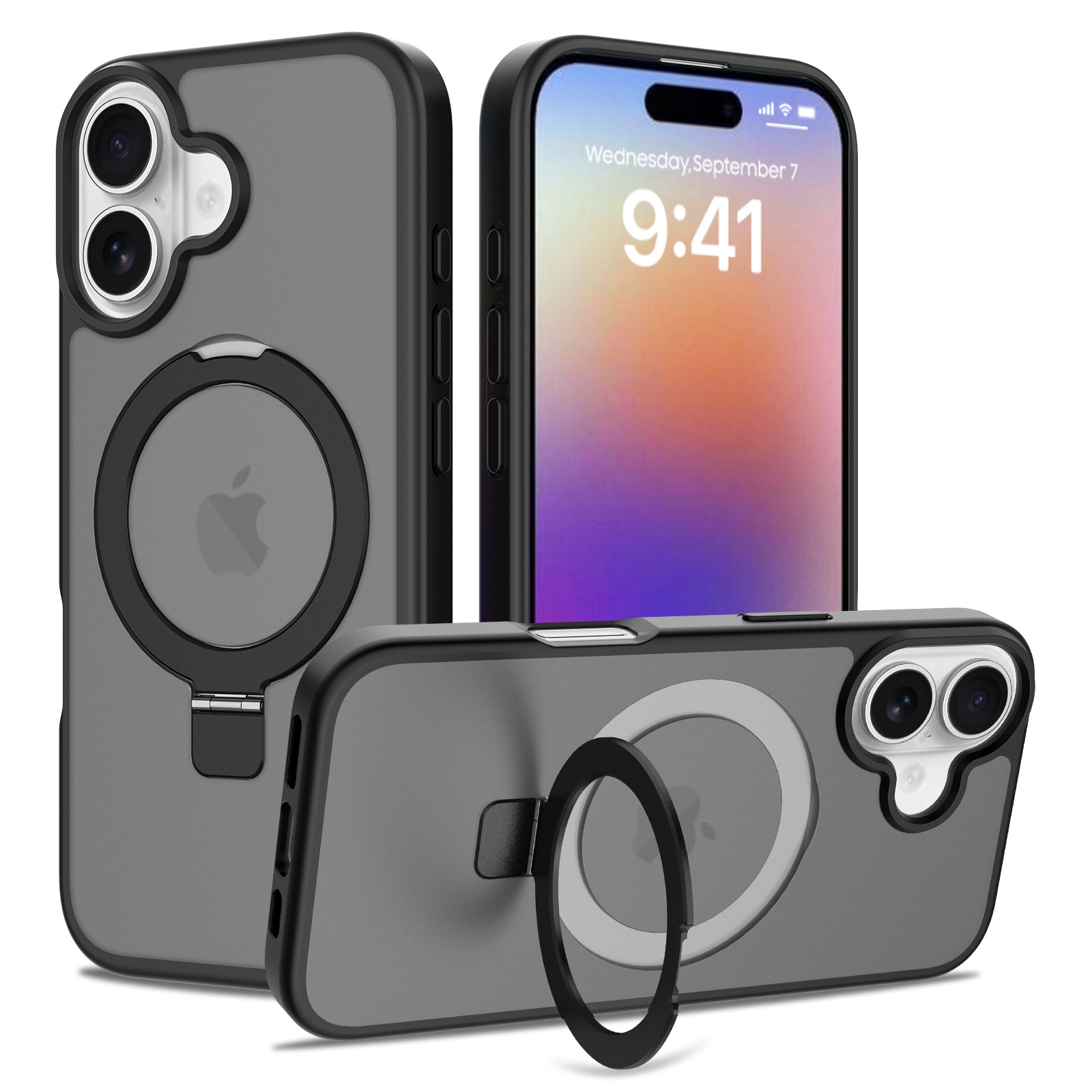 亚马逊跨境适用 iPhone17 手机壳 二合一 MagSafe 磁吸支架防摔套
