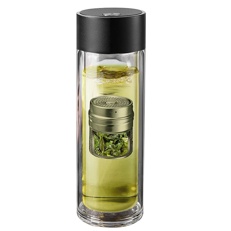 茶水分离杯磁弹泡茶杯磁吸杯耐高温玻璃杯便携茶水杯办公杯子礼品
