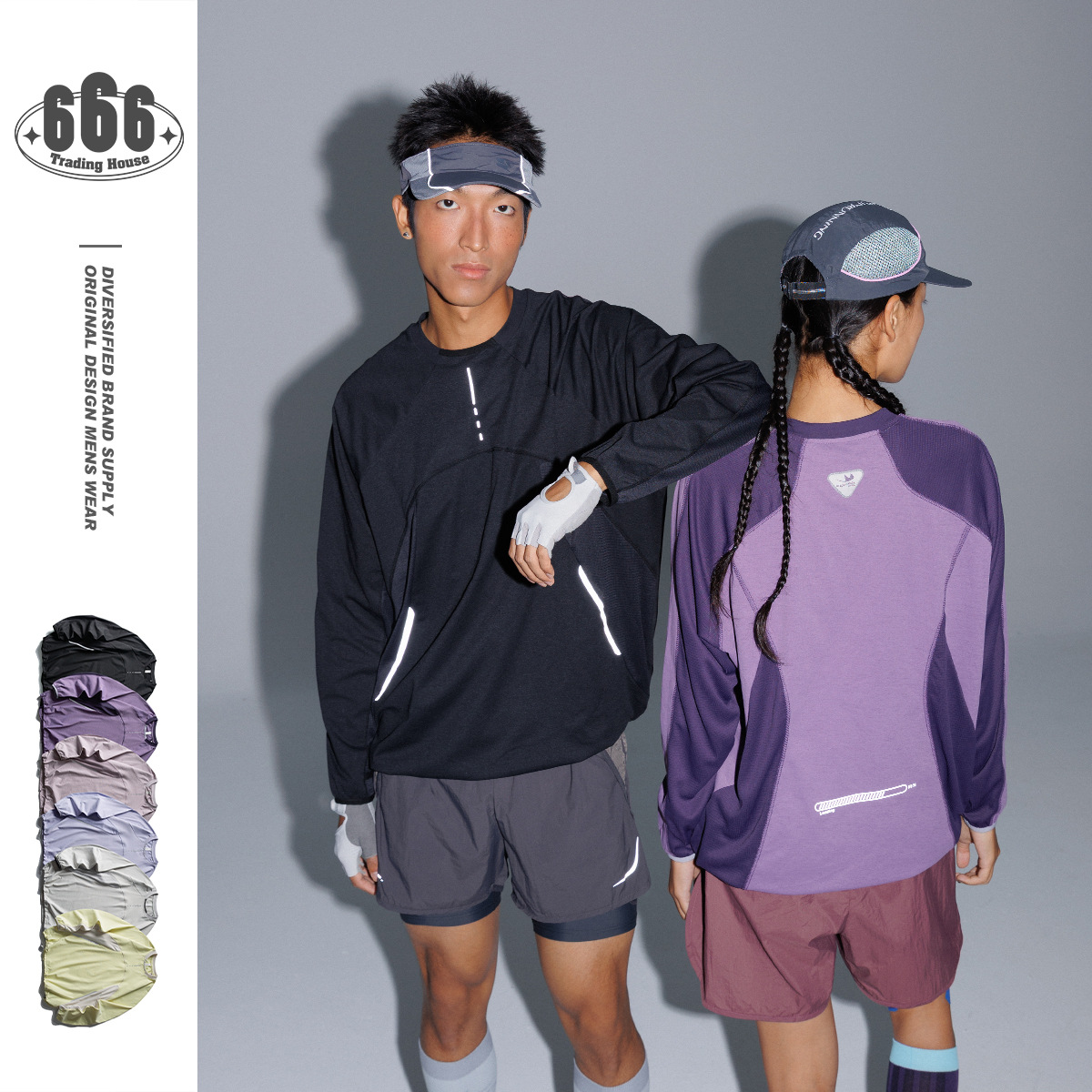 BLACKARMADA户外潮流宽松速干长袖T恤男女情侣运动骑行上衣99005